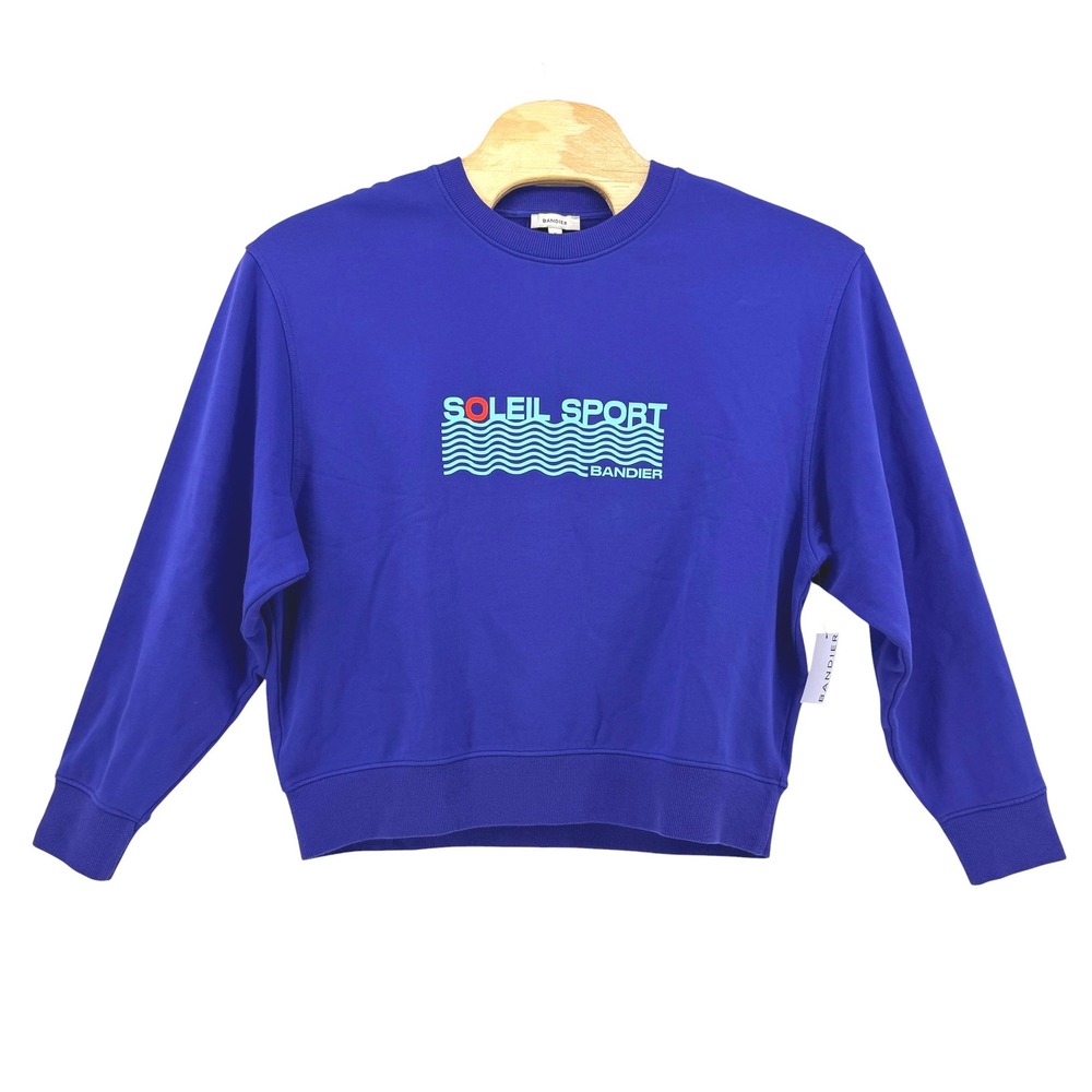 Bandier Classic Soleil Sport Crew Neck Sweatshirt Size XL Spectrum Blue NEW $140